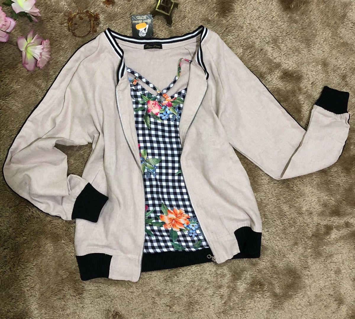 bomber em linho - casaquinhos sem marca