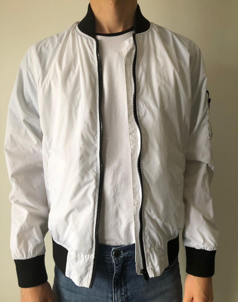 jaqueta de nylon branca masculina