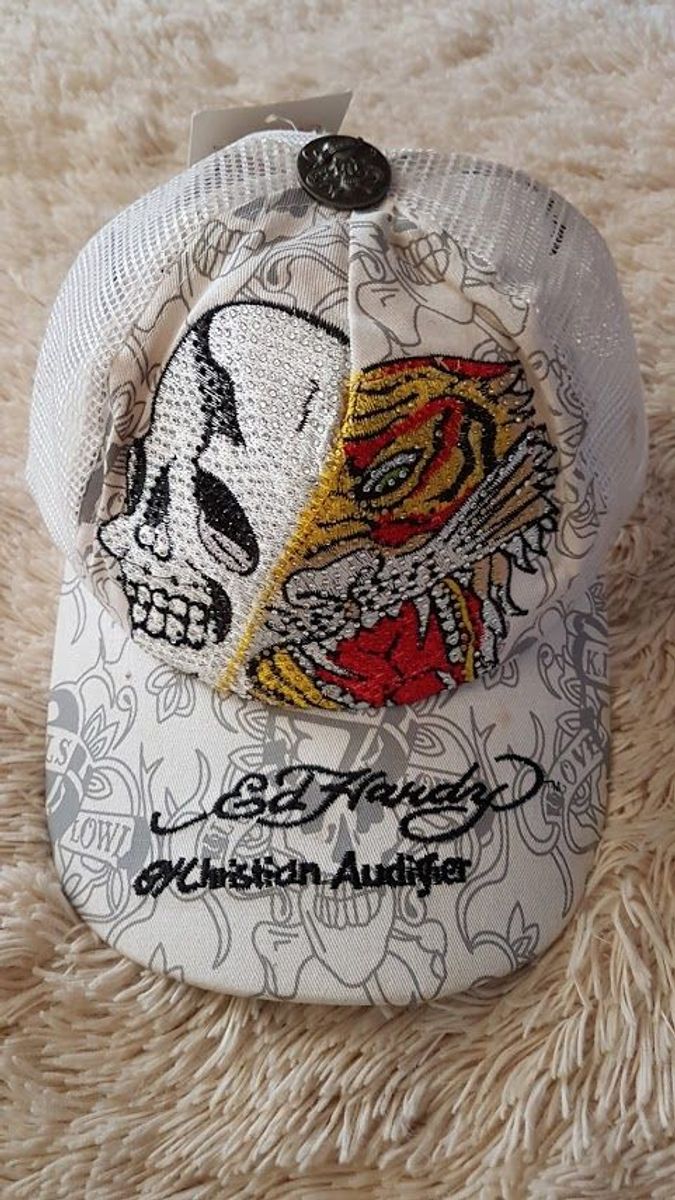 Boné da Christian Audigier Branco Importado | Ed Hardy By