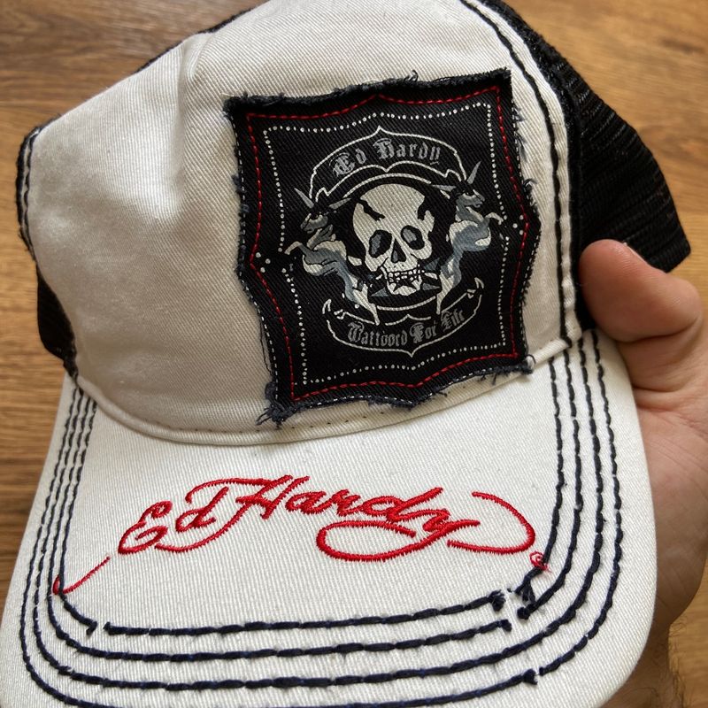 00's Christian Audigier キャップ Ed Hardy 白 Bone Ed Hardy Christian Audigier White | Ed Hardy Usado