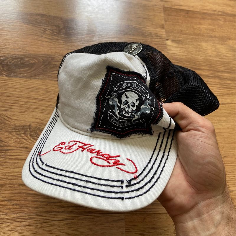 00's Christian Audigier キャップ Ed Hardy 白 Authentic Ed Hardy by
