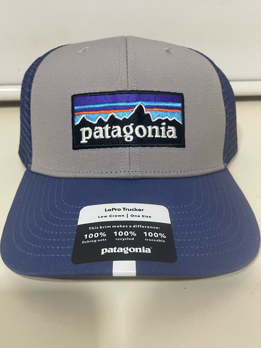 Boné Patagonia P-6 Logo Lopro Trucker Hat Salt Grey/current Blue Novo ...