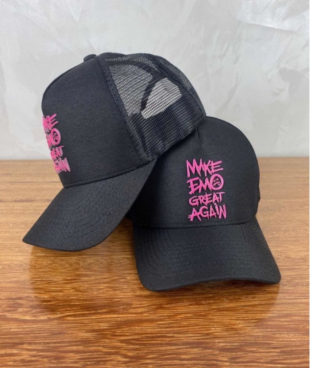 Bone Preto Make Emo Great Again Snapback | Chapéu Feminino Nunca Usado ...