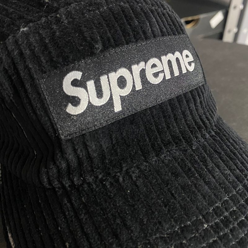 Boné Supreme 2-Tone Corduroy Camp Black | Supreme Nunca Usado