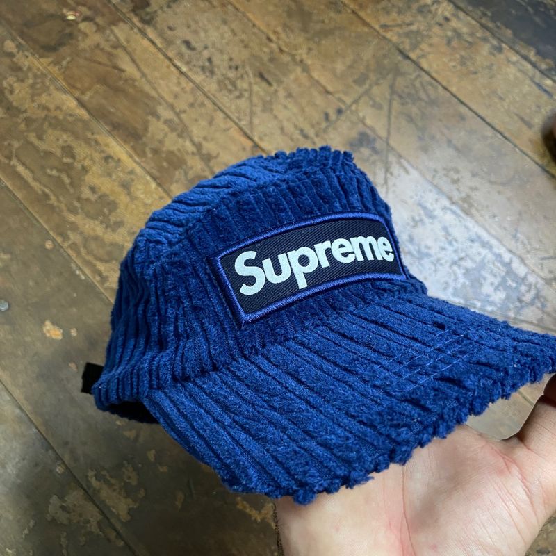 新品Supreme Corduroy Camp Capシュプリームブルー