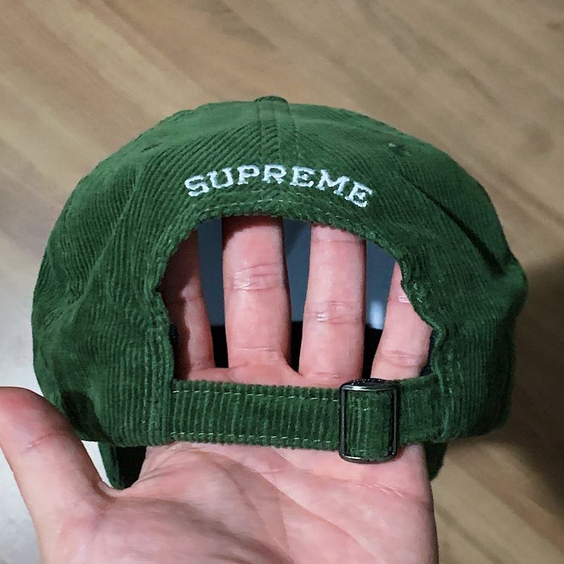 Bone Supreme Corduroy S Logo 6 Panel Fine Wale Olive | Supreme