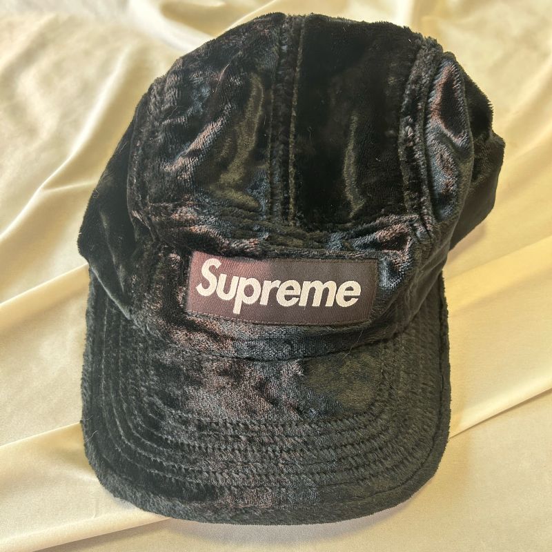 Boné Supreme Crushed Velvet Camp Cap Preto | Supreme Usado