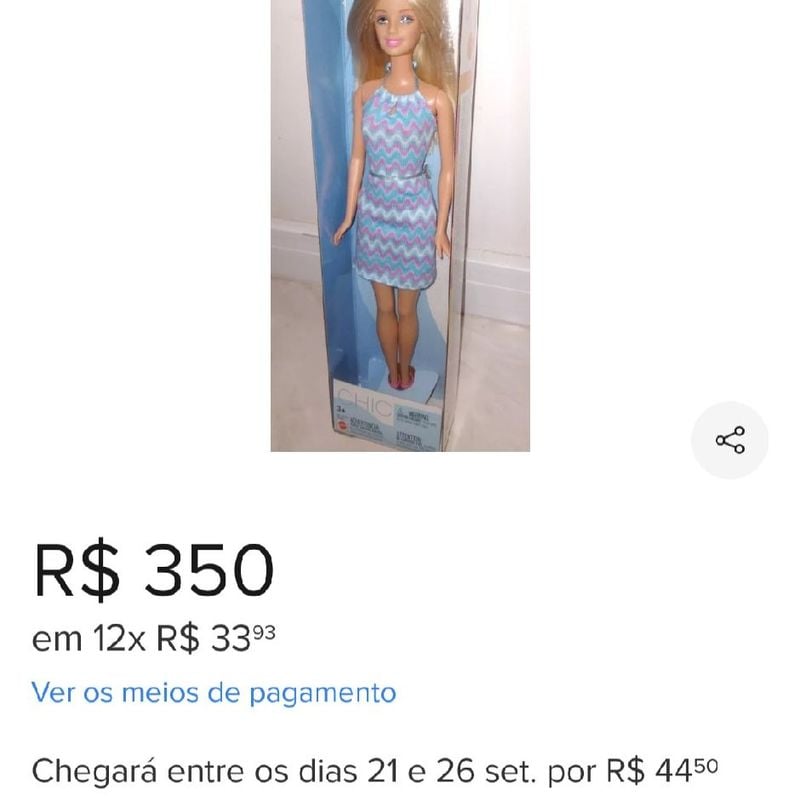 Barbie antiga vestido azul