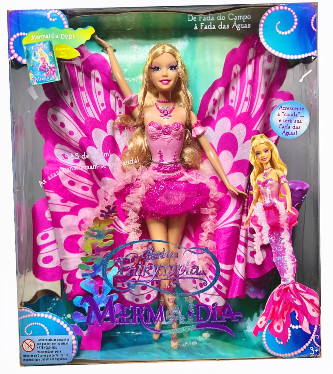 Boneca Barbie Fairytopia Mermaidia Fada do Campo Fada Das Águas Elina Brinquedo Mattel