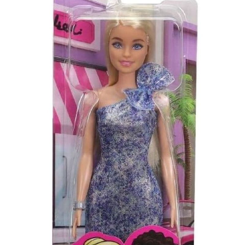 Boneca Barbie Vestido Glitter Loira T7580 - Original Mattel