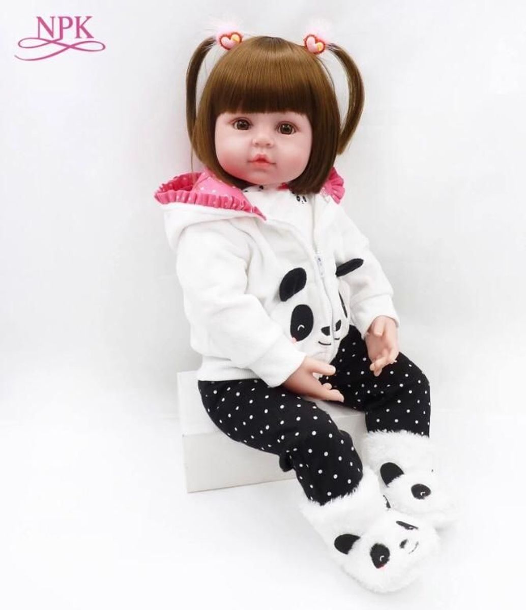 Boneca Bebe Reborn 100 Silicone Npk 48cm Panda Acessorios Brinquedo Npk Nunca Usado Enjoei