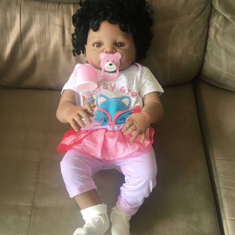 Boneca Bebê Reborn Negra Realista | Brinquedo Usado 83739407 | enjoei