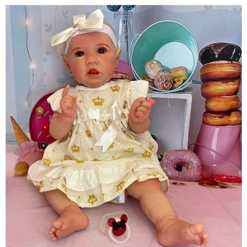 Boneca Bebê Reborn Silicone 55 Cm Enxoval Completo vermelho realista