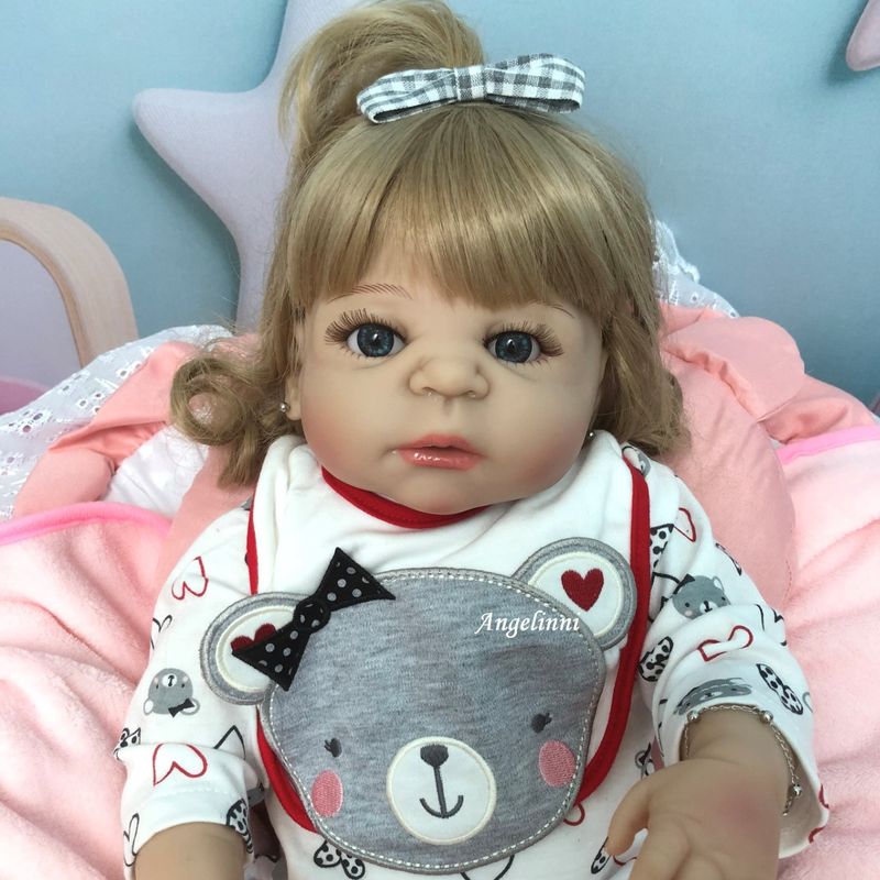 Boneca bebe reborn silicone cheio boneca do bebê brinquedo lifelike 55cm  recém-nascido menina bebês boneca