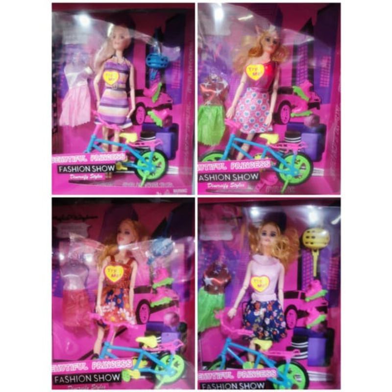 Boneca Articulada Tipo Barbie Musical Com Bicicleta E Acessórios