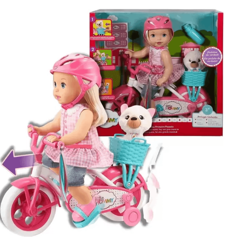 Muñeca en bicicleta little mommy on sale