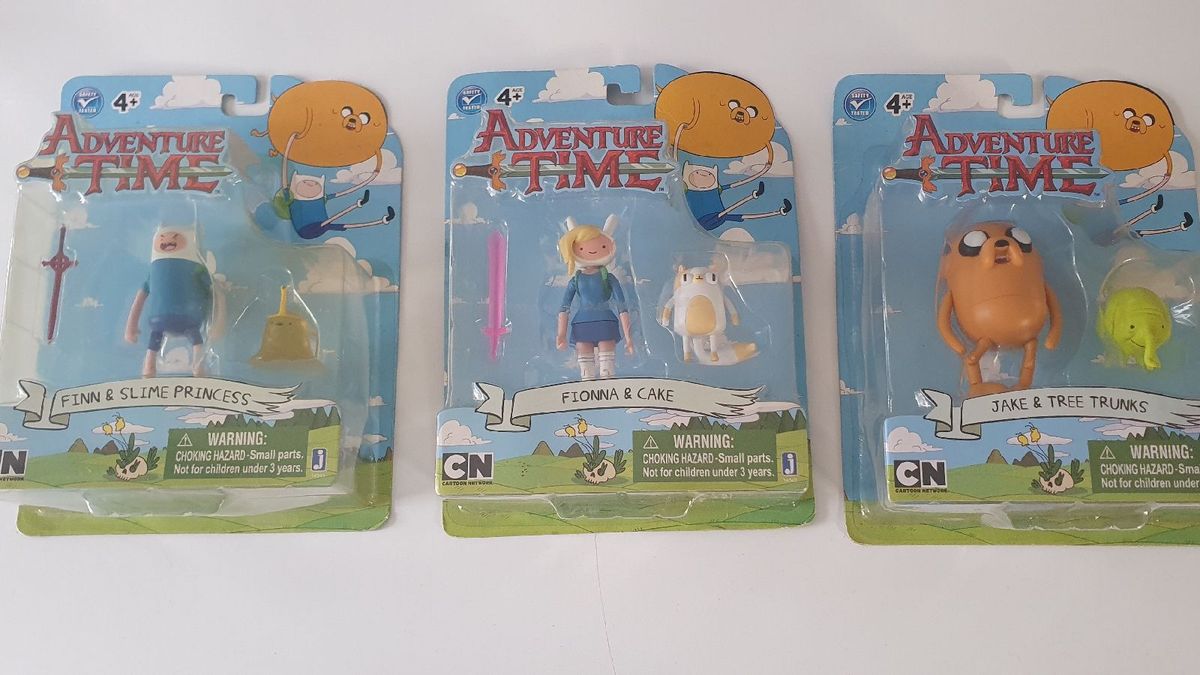 Bonecos Adventure Time Finn e Slime Princess Fiona e Cake e Jake e