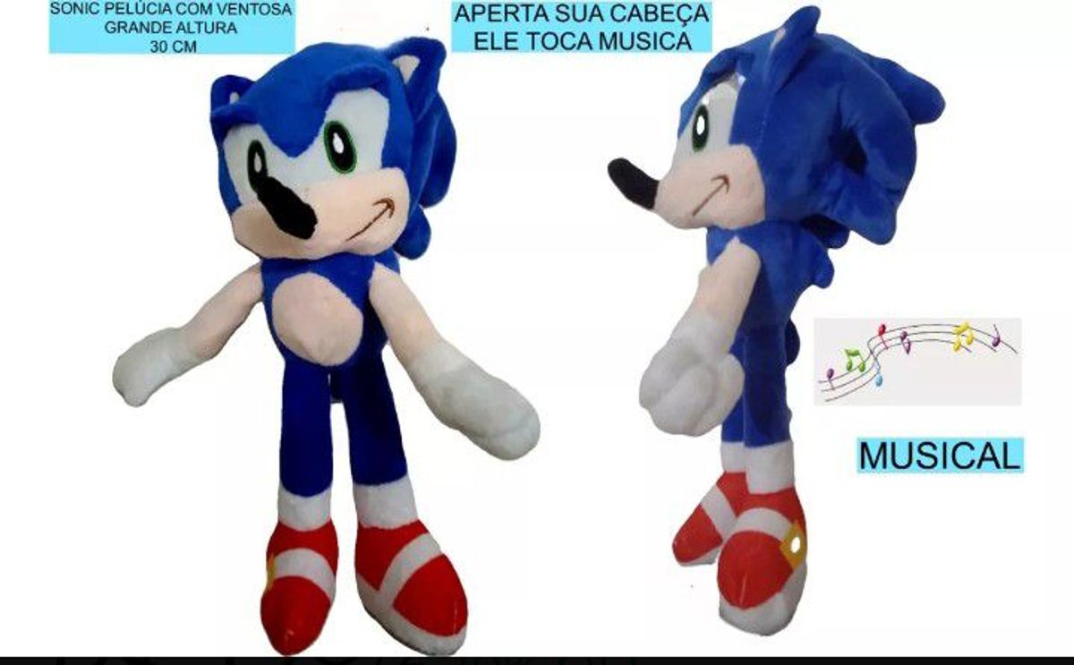 Bonecos Sonic Coleção Ação+Pelúcia Grande 30cm Sonic Musical, Pelúcia  Imports Nunca Usado 92209339