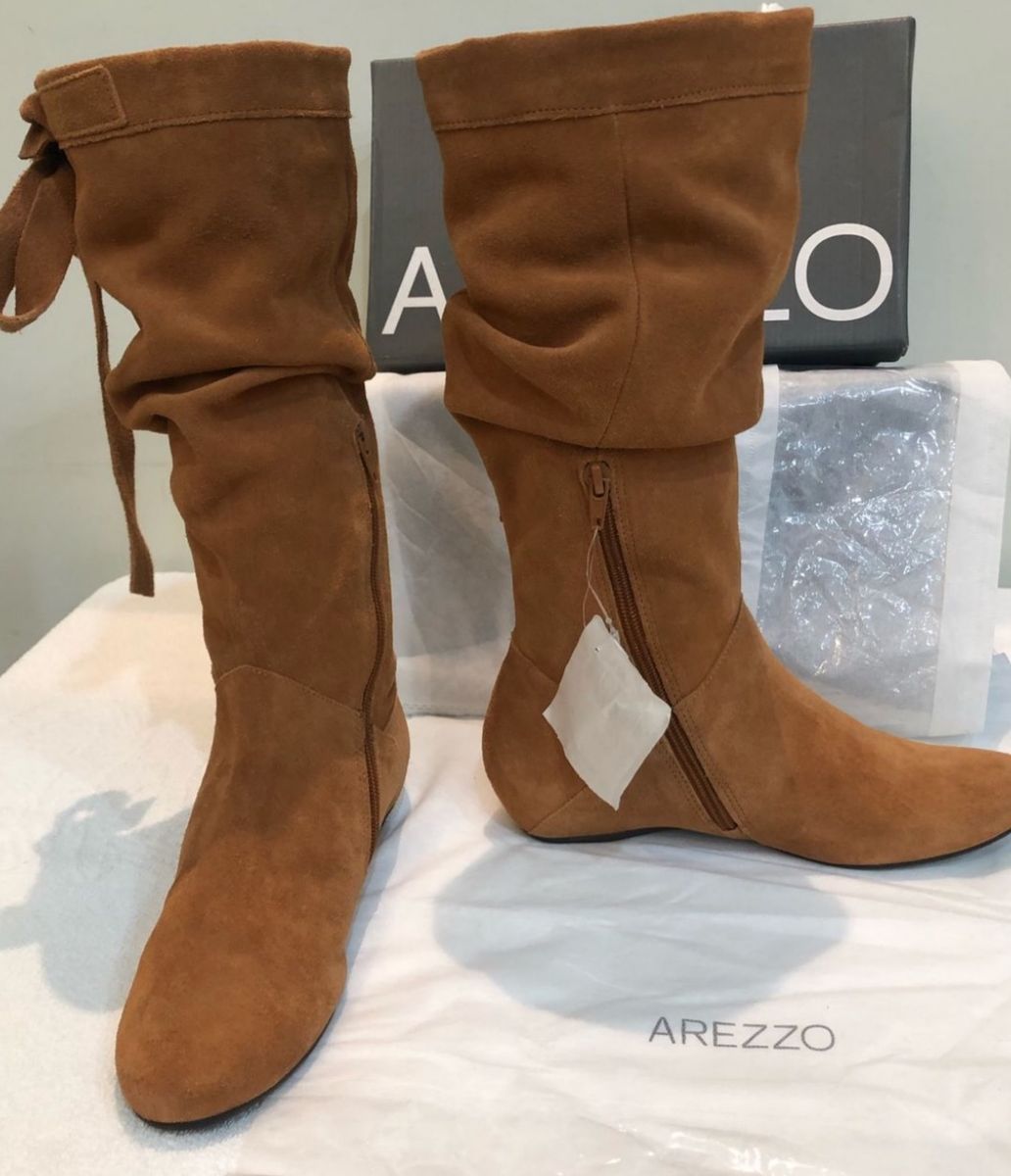 Bota 36 Arezzo Cano Alto Camur a Caramelo Super Macia e