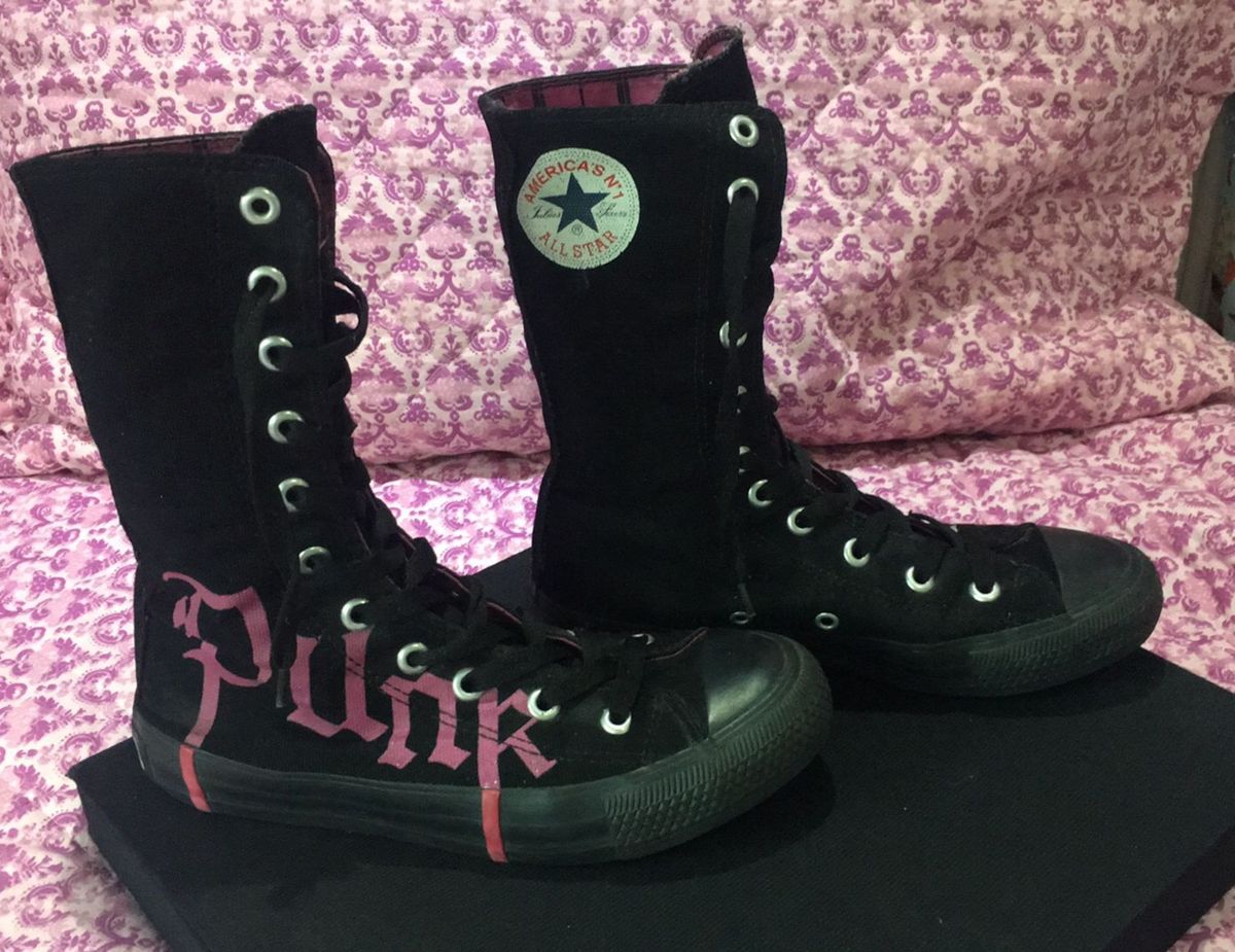 all star cano alto preto e rosa