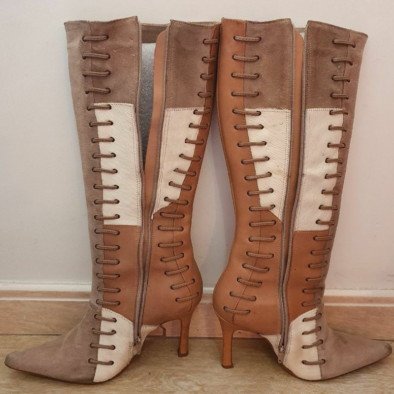 Bota cano longo store trançada