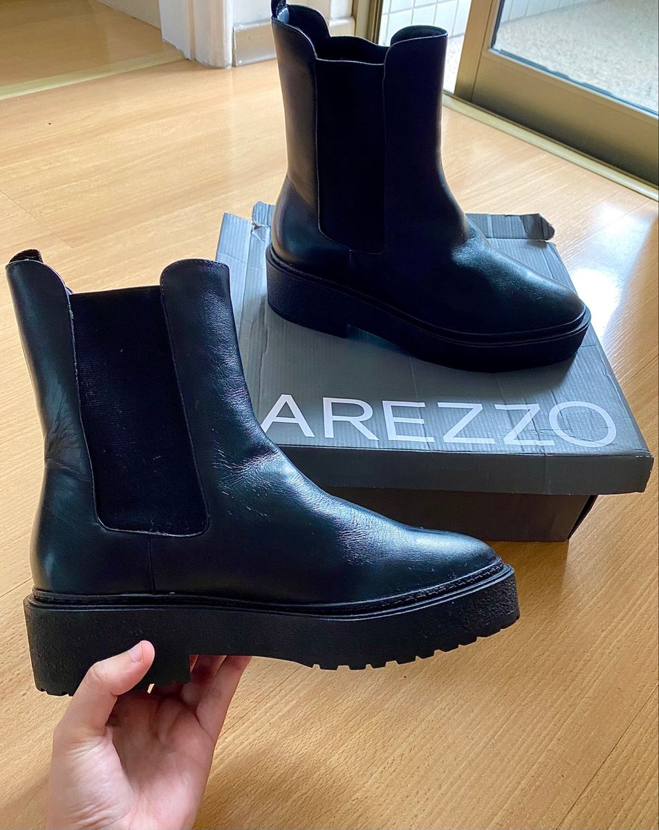 Bota Arezzo Preta Cano M dio Tratorada El stico Chelsea Bota