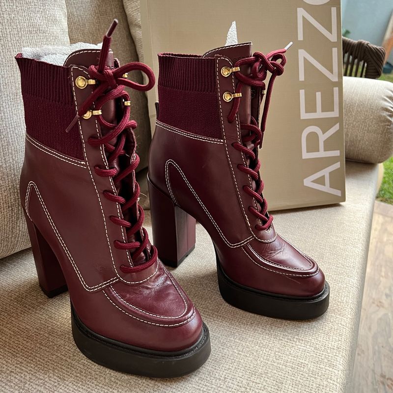 Bota Arezzo Salto Tratorada Bord Cor Inverno Cherry Red 2024 Bota Feminina Arezzo Nunca Usado 93019925 enjoei