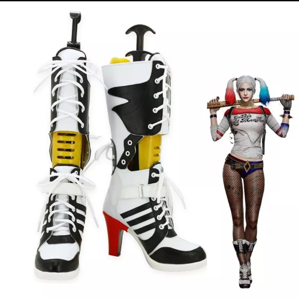 Bota Arlequina Harley Quinn | Bota Feminina Nunca Usado 78463090 | enjoei