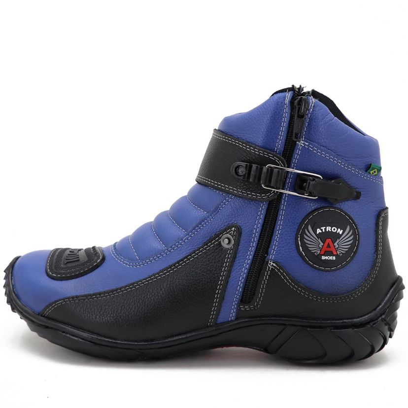 Bota Atron Shoes Motociclista em Couro Legítimo Nas Cores Azul e Preto |  Bota Masculina Nunca Usado 83278954 | enjoei