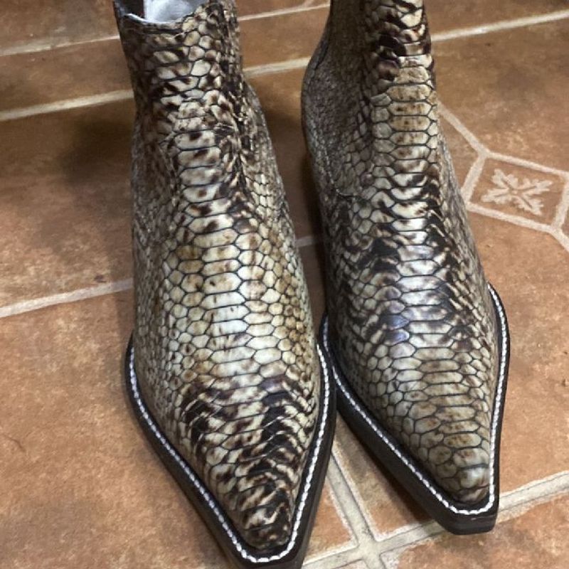 Bota Bico Fino Masculina Imitando Couro de Cobra Black Horse