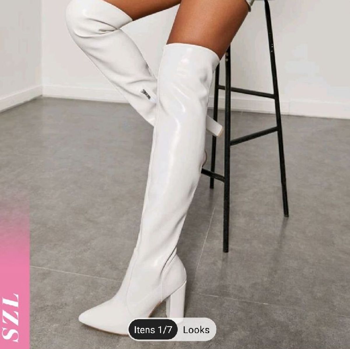 Bota Branca Cano Alto | Bota Feminina Shein Nunca Usado 103153428 | enjoei