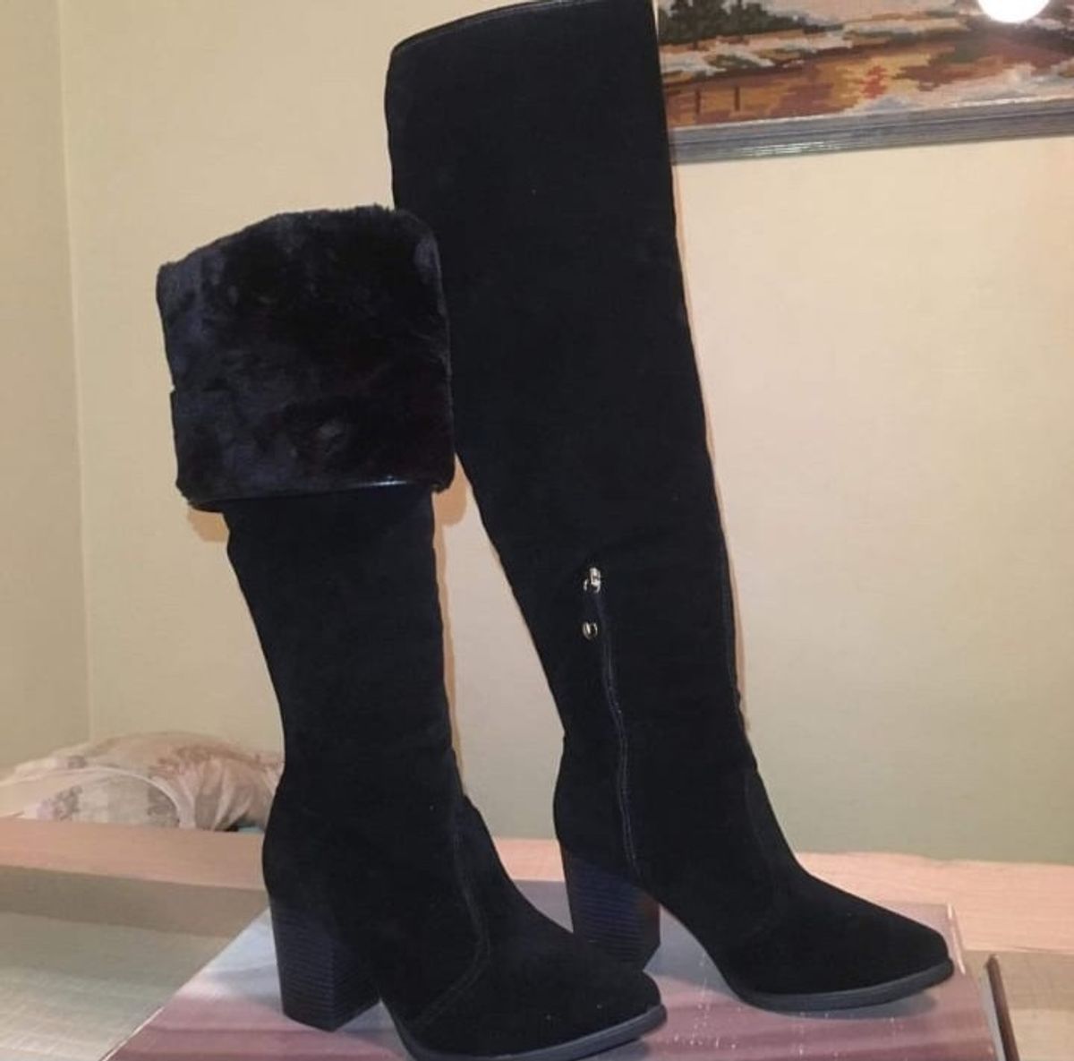 botas femininas camurça cano longo