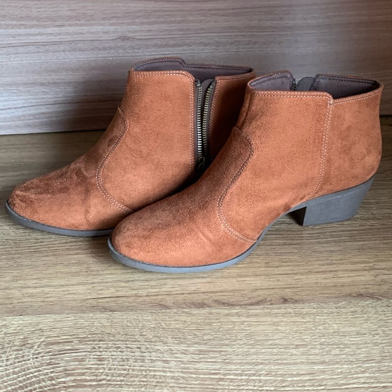 Feminino Botinha De CamurÃ§a Bota Cano Curto Camurça Marrom