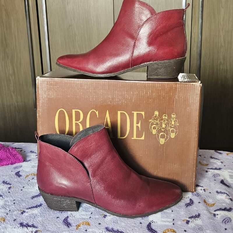 Bota Cano Curto Cor Vinho Marca Orcade 38 Orcade Usado