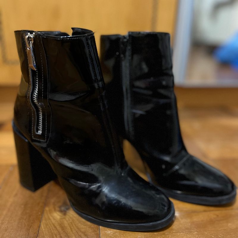 Bota Cano Curto Salto Grosso Arezzo Preta Bota Feminina Arezzo