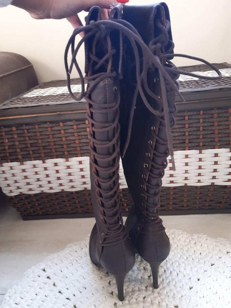 Bota cano hot sale longo amarração