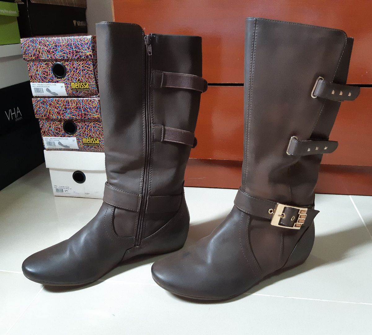 bota comfortflex marrom