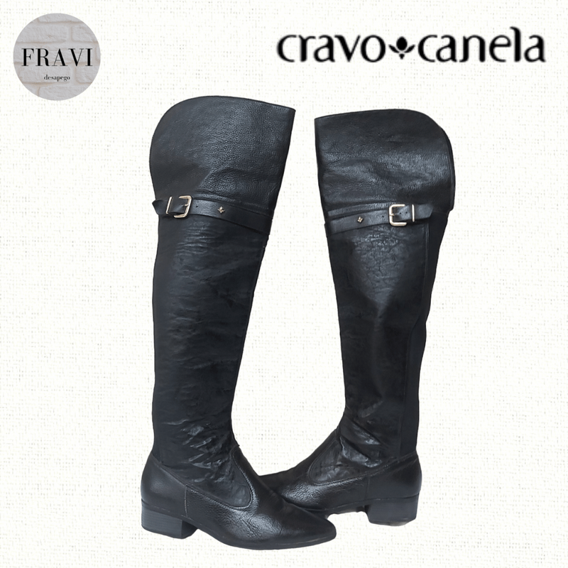 Bota cano longo cravo best sale e canela