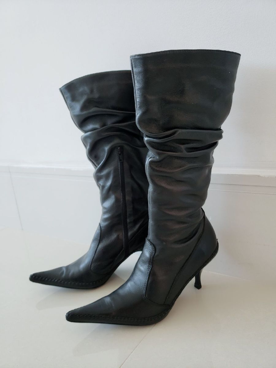 Bota Cano Longo- Preta- Couro Legítimo- Marca Trintee Número 35 ...