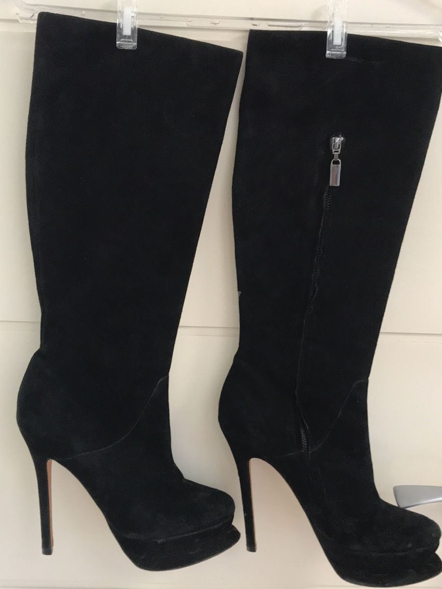 bota de camurça salto alto