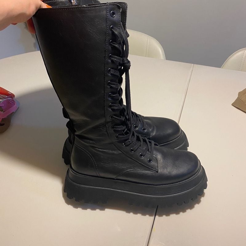 Bota Cano Longo Tratorado Zara Bota Feminina Zara Usado 93288561 enjoei