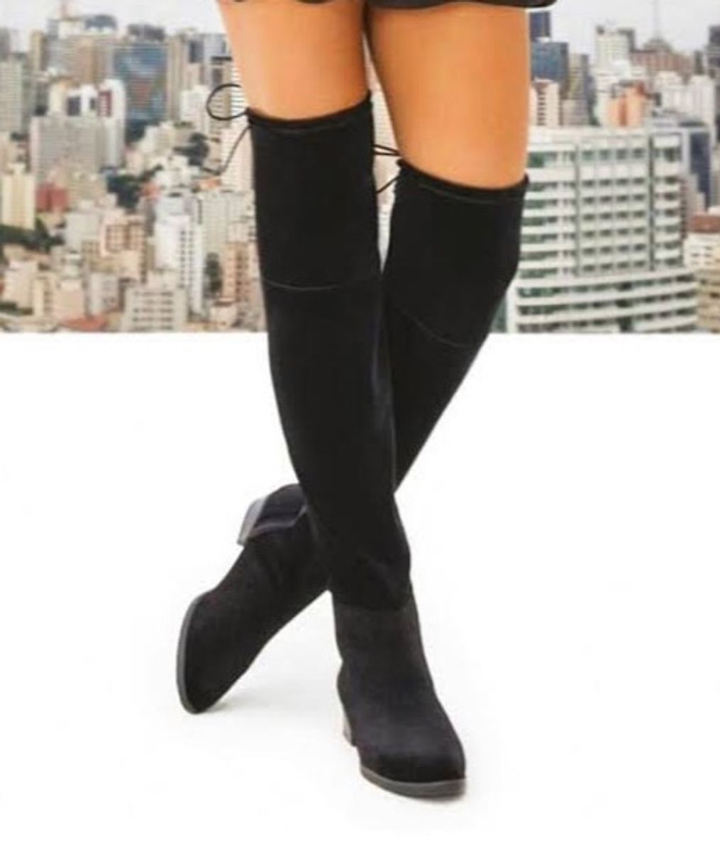 bota cano alto veludo vizzano