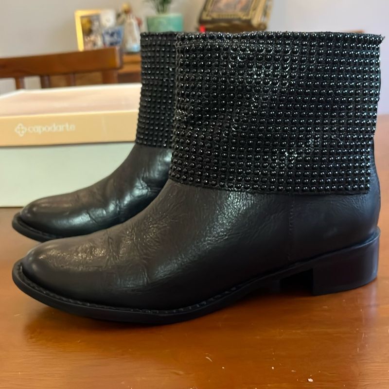 Bota Capodarte Couro Preta Salto Baixo Capodarte Usado 112372435