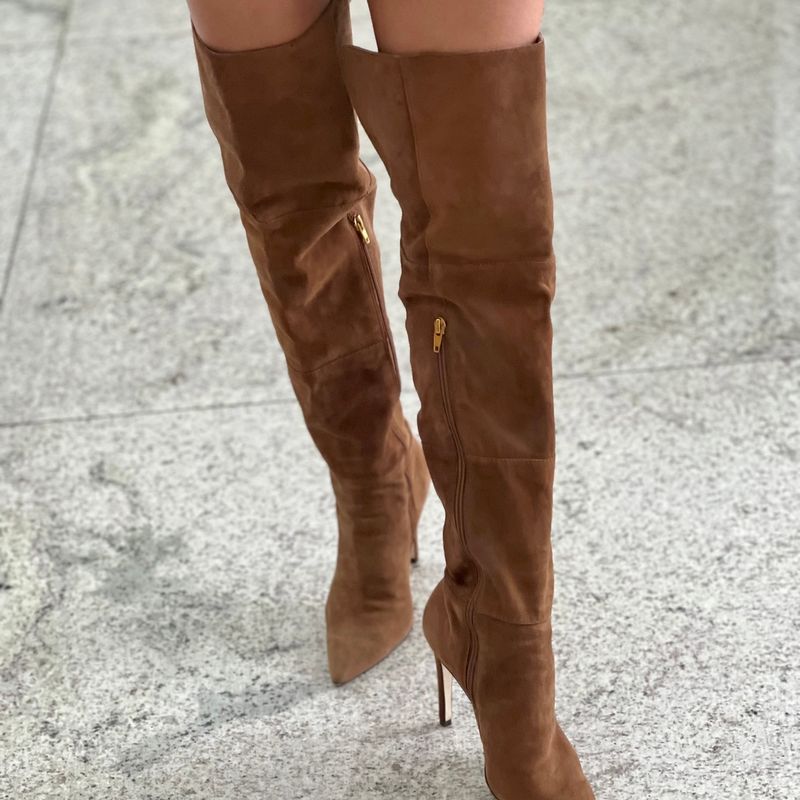 Bota Caramelo Over The Knee Luiza Barcelos Bota Feminina Luiza