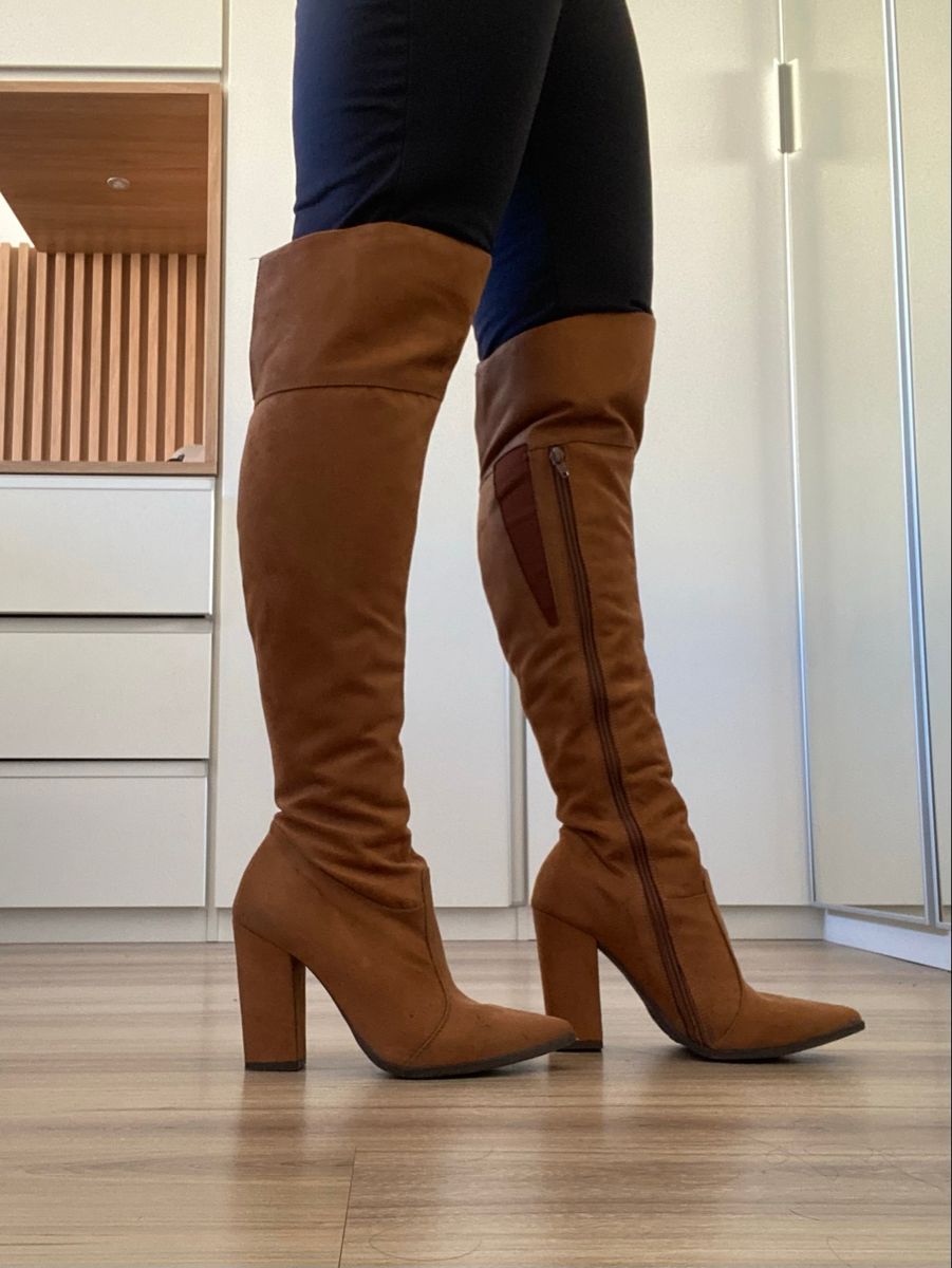 Salto Alto Bota Cano Longo Confort Salto Alto Botas Cano Medio