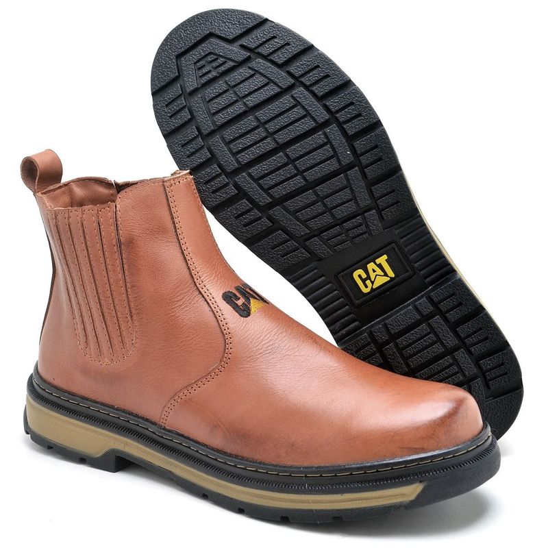 Bota Cat Masculina Impermeável Palmilha Gel Couro Legitimo