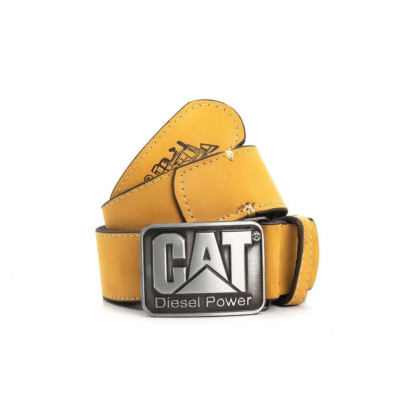 Bota Masculina CAT Caterpillar 090 Couro Legítimo Amarelo Cúrcuma