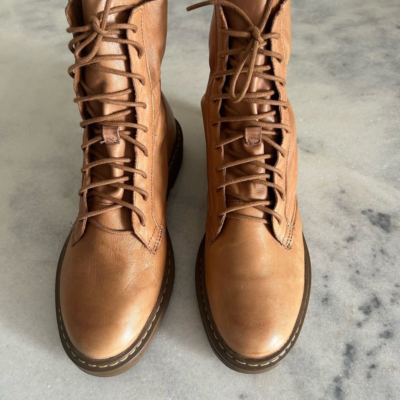 Bota Coturno Couro Corello Usado Única Vez Corello