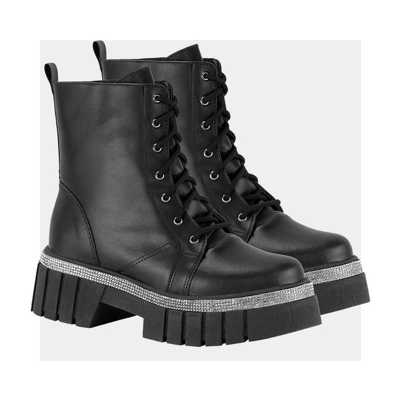 Bota Coturno Feminino Tratorado Strass Brilho Cano M dio Preto Diffazi 37 Bota Feminina Diffazi Nunca Usado 85799318 enjoei