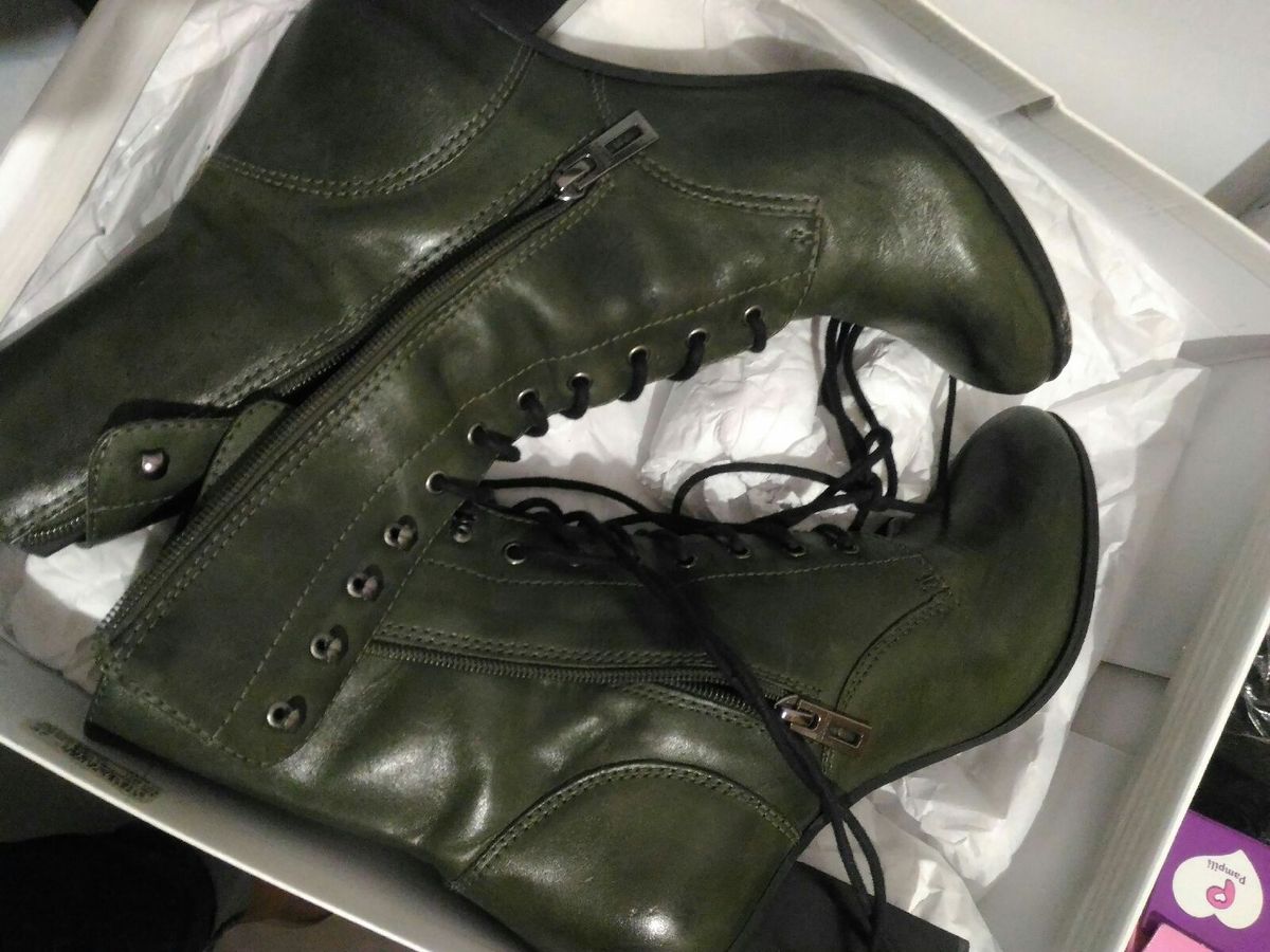 coturno verde militar feminino